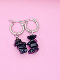 Silver Obsidian Earrings, Natural Gemstone Jewelry, N3973A