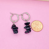 Silver Obsidian Earrings, Natural Gemstone Jewelry, N3973A
