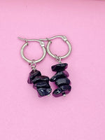 Silver Obsidian Earrings, Natural Gemstone Jewelry, N3973A