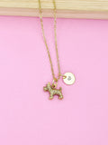 Gold Terrier Dog Charm Necklace, Initial Pet Gift
