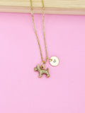 Gold Terrier Dog Charm Necklace, Initial Pet Gift