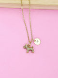Gold Terrier Dog Charm Necklace, Initial Pet Gift