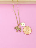 Gold Terrier Dog Charm Necklace, Initial Pet Gift