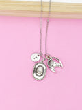 Silver Cowboy Cowgirl Necklace, Horse Luck Horseshoe Cowboy Hat Charm, N3309