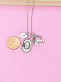 Silver Cowboy Cowgirl Necklace, Horse Luck Horseshoe Cowboy Hat Charm, N3309