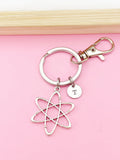 Silver Atom Charm Keychain, Science Teacher Gift, Scientists Biology Researcher Chemistry Gift, N2568