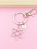 Silver Atom Charm Keychain, Science Teacher Gift, Scientists Biology Researcher Chemistry Gift, N2568