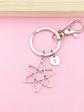 Silver Atom Charm Keychain, Science Teacher Gift, Scientists Biology Researcher Chemistry Gift, N2568