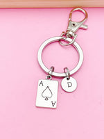 Ace of Spades Charm Keychain, Playing Card Charm, Poker Jewelry, Poker Player Gift, N5766A