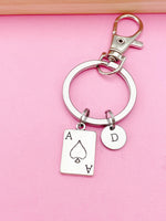 Ace of Spades Charm Keychain, Playing Card Charm, Poker Jewelry, Poker Player Gift, N5766A