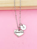 Silver Flower Girl Charm Necklace, Flower Girl Gift, Heart Charm Necklace, Heart Charm, Personalized Gift, N153