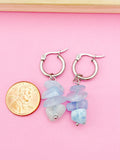 Natural Aquamarine Hypoallergenic Hoop Earrings, Best Seller Christmas Gifts, N3972A