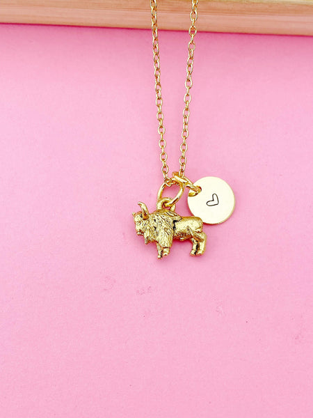 Gold Buffalo Charm Necklace, N501