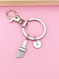Silver Paint Brush Keychain, Initial Charm, Artist Gift