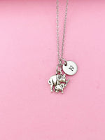 Silver Mother and Baby Elephant Charm Necklace, N1311D