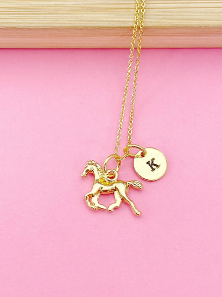 Gold Horse Charm Necklace, N3343B
