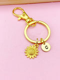 Gold Sunflower Charm Keychain, N1573X