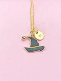 Gold Black Witch Hat Charm Necklace, Halloween Gifts, N2315
