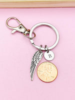 Silver Guardian Angel Wing Charm Keychain, N1916