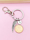 Silver Guardian Angel Wing Charm Keychain, N1916