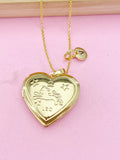 Gold Leo Locket Necklace, Love, Keepsake Photo Frame, N4048
