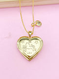 Gold Leo Locket Necklace, Love, Keepsake Photo Frame, N4048