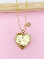 Gold Leo Locket Necklace, Love, Keepsake Photo Frame, N4048