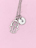 Silver Hamsa Star of David Charm Necklace, N80B