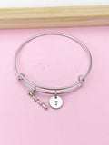 Baton Twirling Bracelet, Initial Charm, Majorette Gift