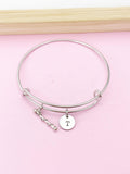 Baton Twirling Bracelet, Initial Charm, Majorette Gift