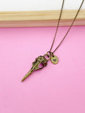 Bronze Halloween Raven Bird Skull Necklace, Gold and Silver Option, Gothic Jewelry, Personalized Gift, N975Z
