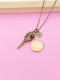 Bronze Halloween Raven Bird Skull Necklace, Gold and Silver Option, Gothic Jewelry, Personalized Gift, N975Z