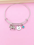 Goat Charm Bangle Bracelet, Initial, Farm Animal Gift