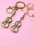 Gold or Rose Gold/Red Copper Violin Keychain, Viola Charm, Cello Charm, Fiddle Charm Music Keychain, N5770
