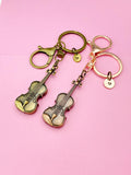 Gold or Rose Gold/Red Copper Violin Keychain, Viola Charm, Cello Charm, Fiddle Charm Music Keychain, N5770