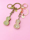 Gold or Rose Gold/Red Copper Violin Keychain, Viola Charm, Cello Charm, Fiddle Charm Music Keychain, N5770