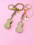 Gold or Rose Gold/Red Copper Violin Keychain, Viola Charm, Cello Charm, Fiddle Charm Music Keychain, N5770