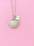 Silver Scallop Shell Locket Necklace, Mermaid Seashell, N5127