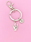 Silver Hand I Love You Sign Charm Keychain ASL Sign Keychain, DN2285