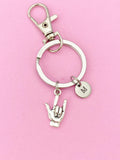 Silver Hand I Love You Sign Charm Keychain ASL Sign Keychain, DN2285