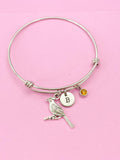 Silver Cardinal Charm Bracelet, Cardinal Bird Charm, N1022A