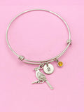 Silver Cardinal Charm Bracelet, Cardinal Bird Charm, N1022A