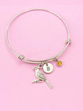Silver Cardinal Charm Bracelet, Cardinal Bird Charm, N1022A