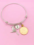 Silver Cardinal Charm Bracelet, Cardinal Bird Charm, N1022A