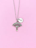 Silver Folding Fan Charm Necklace, Hand Fan Charm Japanese Jewelry, N453