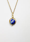 Gold or Silver Lapis Lazuli Necklace, Natural Gemstone Jewelry, Spinner Necklace, N5104