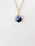 Gold or Silver Lapis Lazuli Necklace, Natural Gemstone Jewelry, Spinner Necklace, N5104