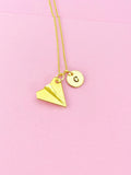 Gold Japanese Paper Plane Charm Necklace, Paper Airplane Charm, Teen Gift, N297J