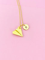Gold Japanese Paper Plane Charm Necklace, Paper Airplane Charm, Teen Gift, N297J
