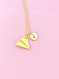 Gold Japanese Paper Plane Charm Necklace, Paper Airplane Charm, Teen Gift, N297J
